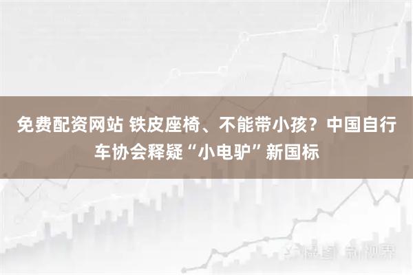 免费配资网站 铁皮座椅、不能带小孩？中国自行车协会释疑“小电驴”新国标