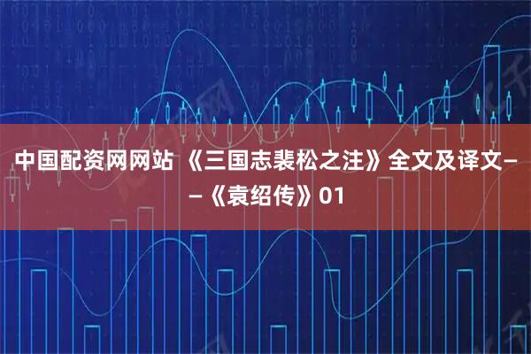 中国配资网网站 《三国志裴松之注》全文及译文——《袁绍传》01
